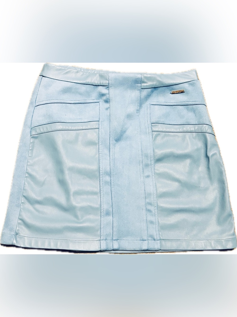 Marc New York blue suede & faux leather mini skirt size small NWOT